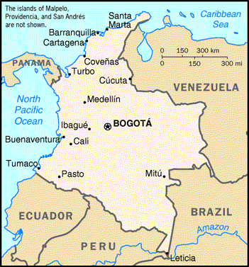 Map of Colombia; Actual size=240 pixels wide